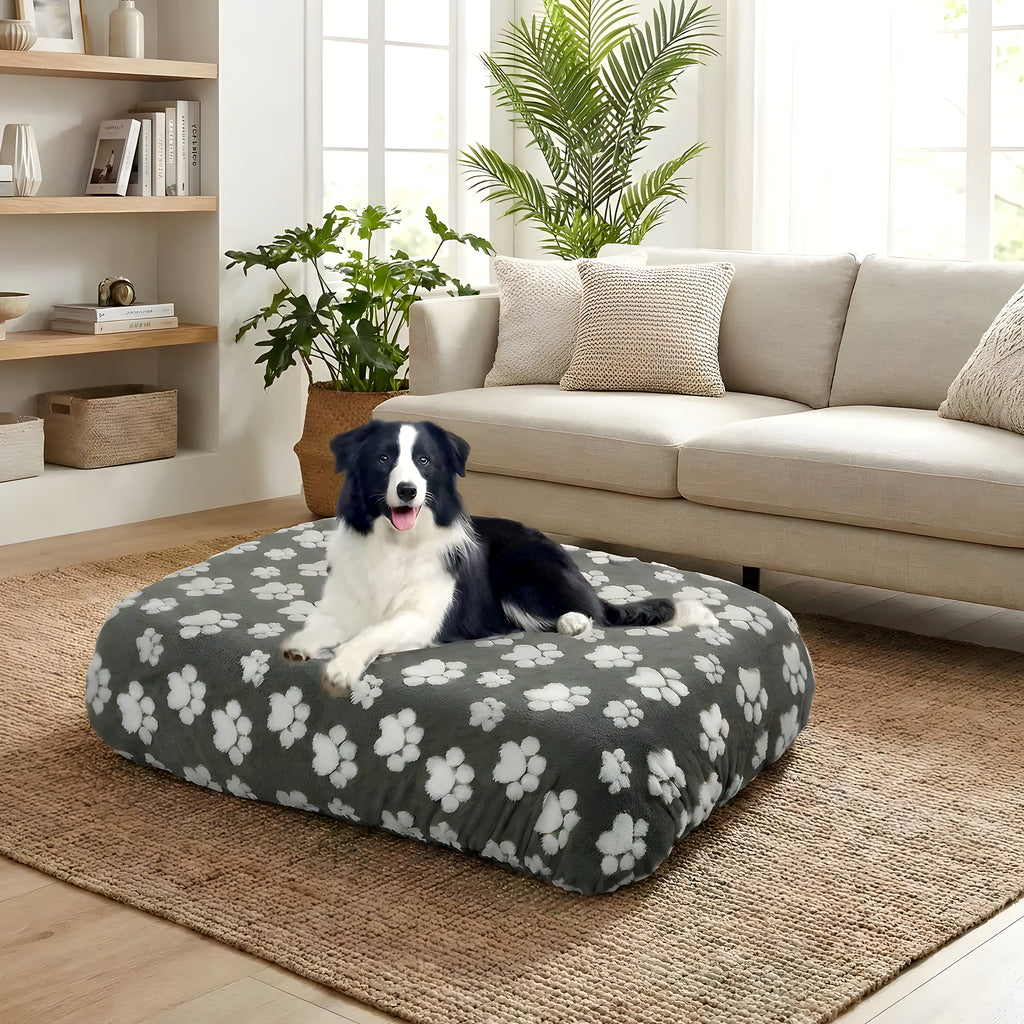 Housse universelle élastique motif pattes pour lit de chien