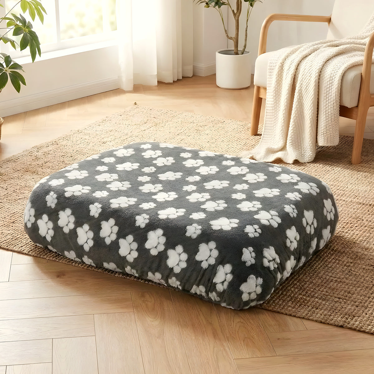Housse universelle élastique motif pattes pour lit de chien