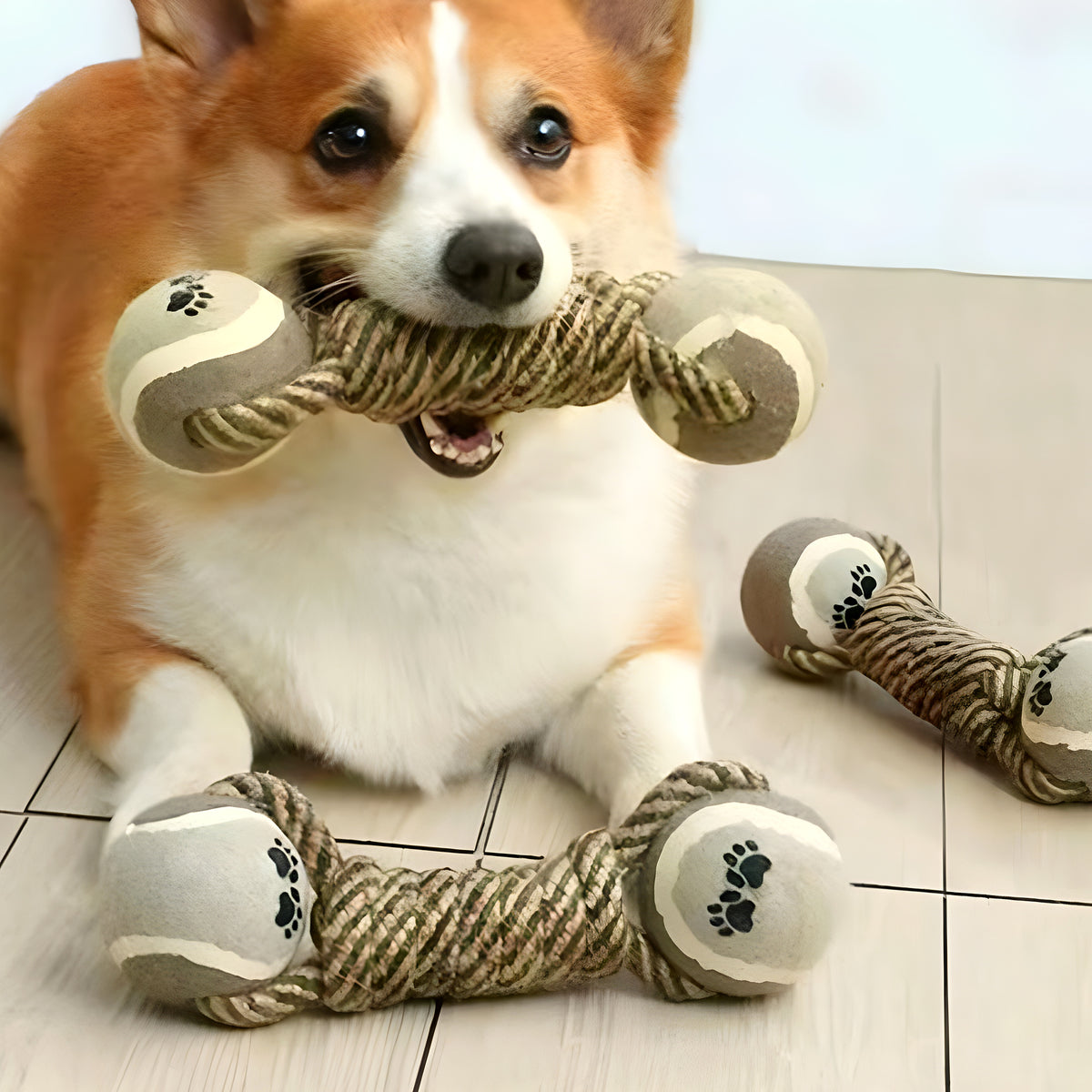 Jouet corde à 2 balles pour chien moyen et grand