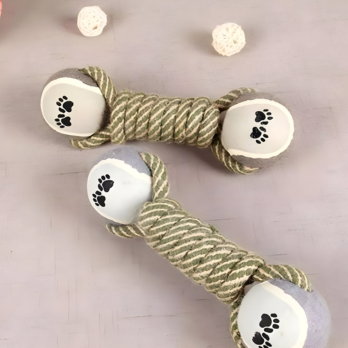 Jouet corde à 2 balles pour chien moyen et grand