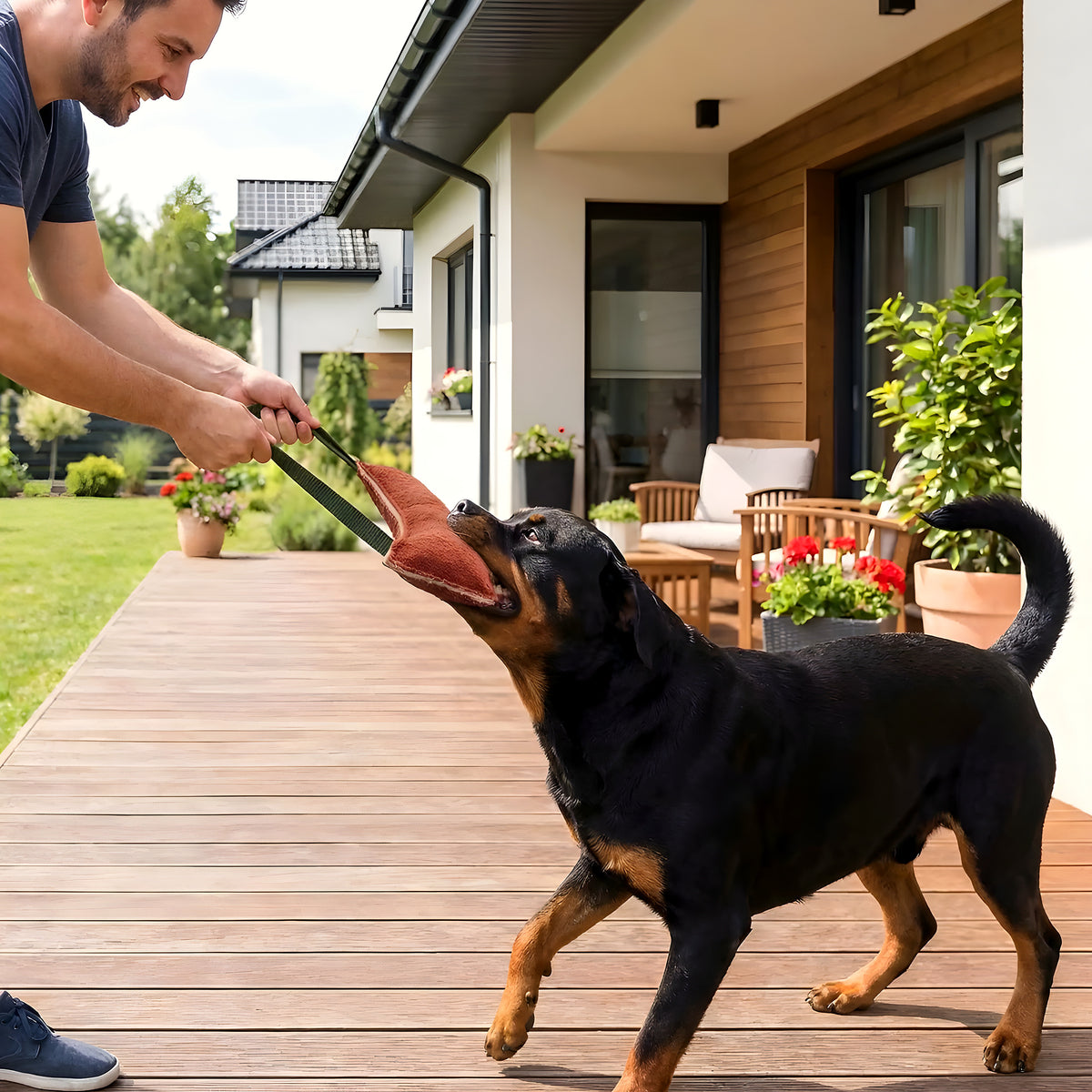 Jouet de tir à la corde à 2 sangles pour chien