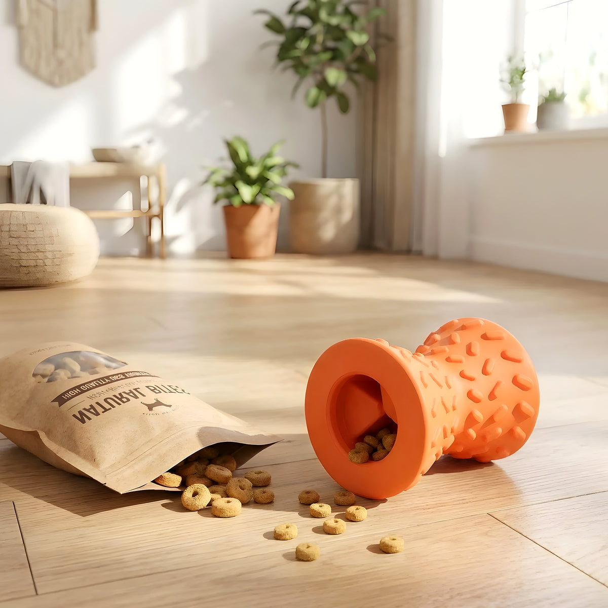 Jouet distributeur de friandises en caoutchouc naturel