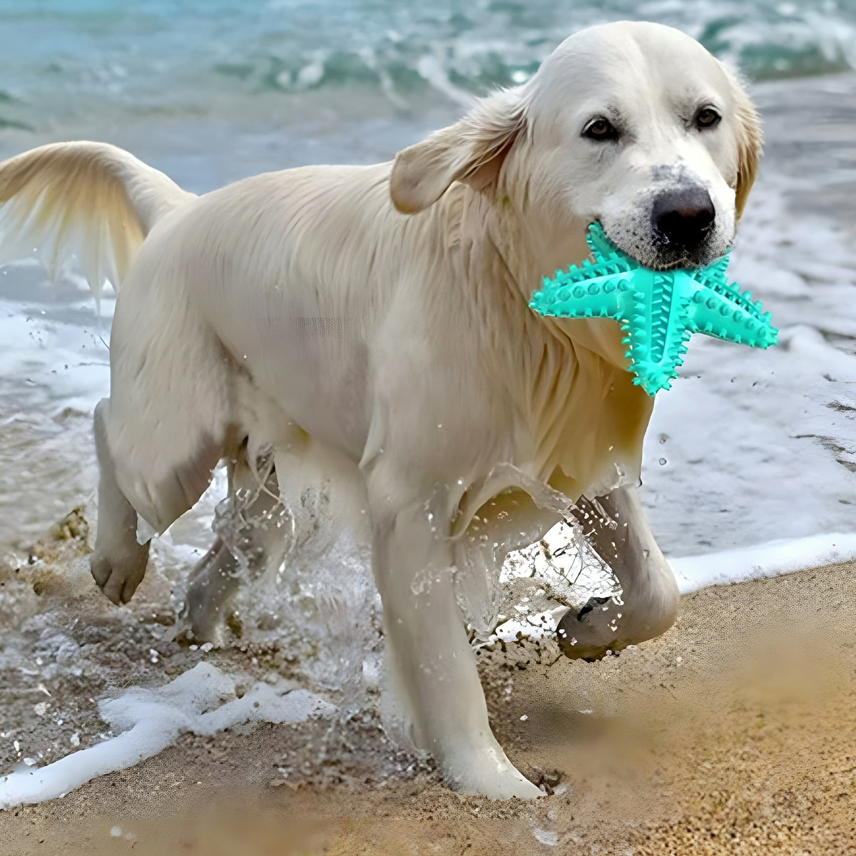 Jouet étoile en caoutchouc naturel qui couine pour chien