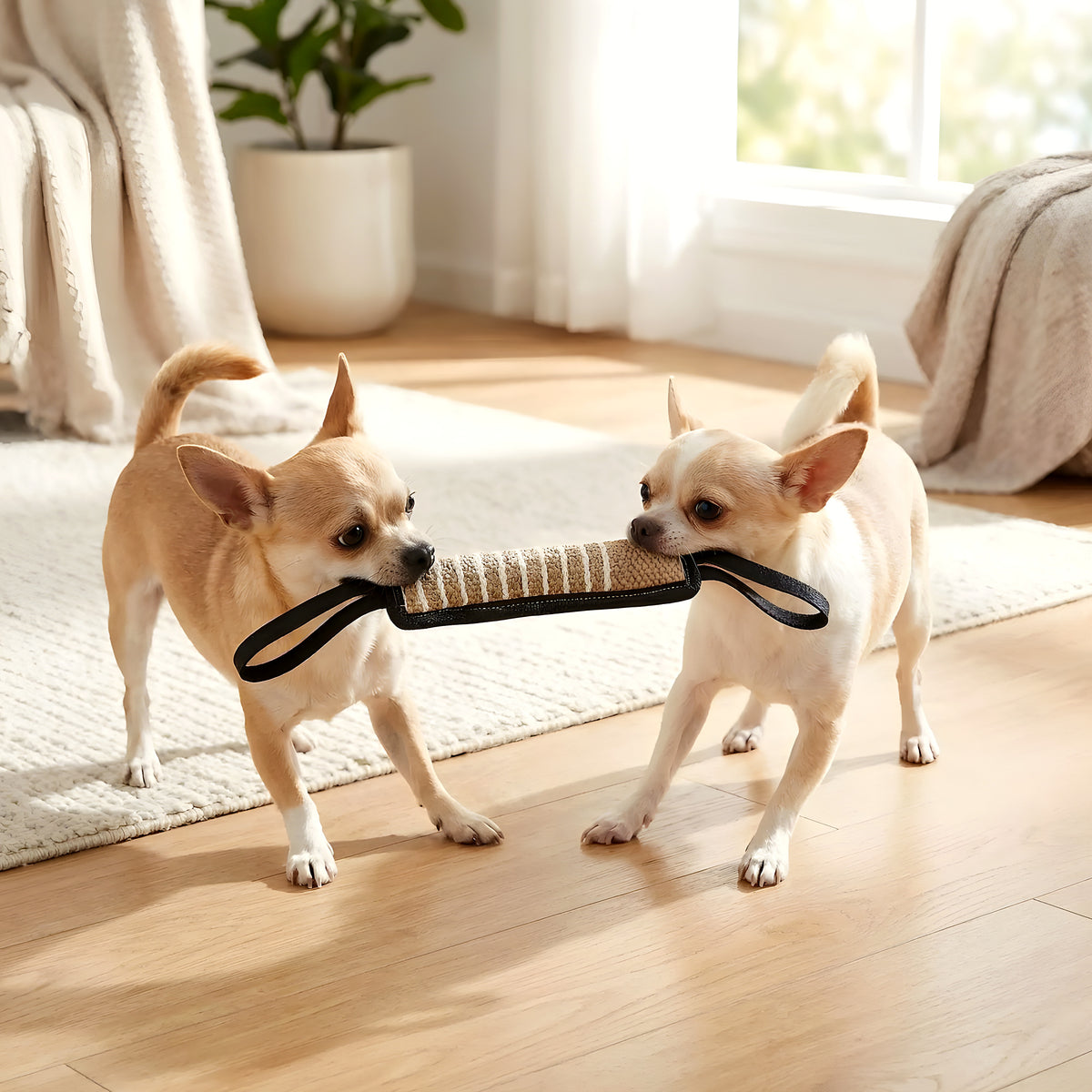Jouet indestructible interactif en coton et lin pour chien