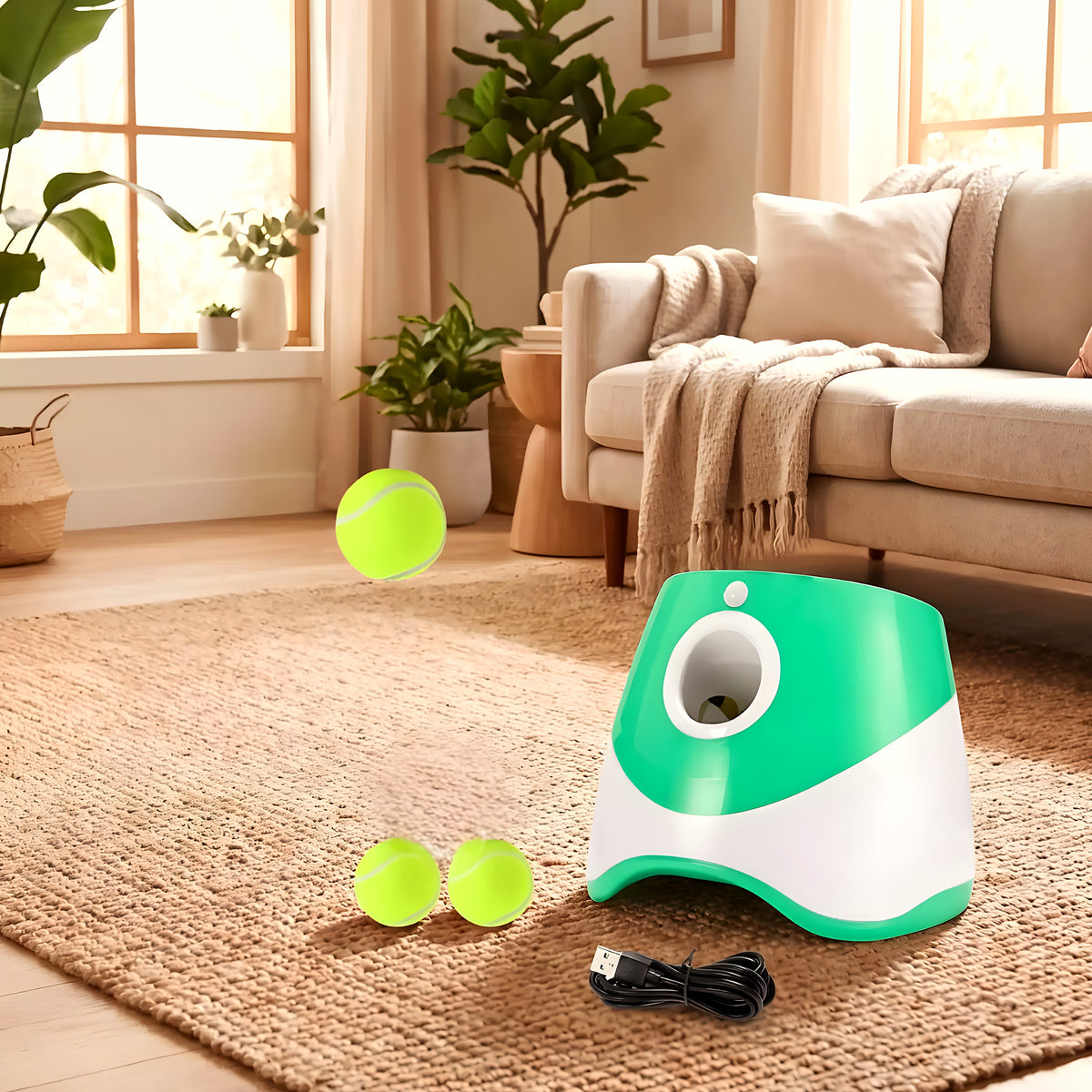 Lance-balles automatique rechargeable intérieur/extérieur