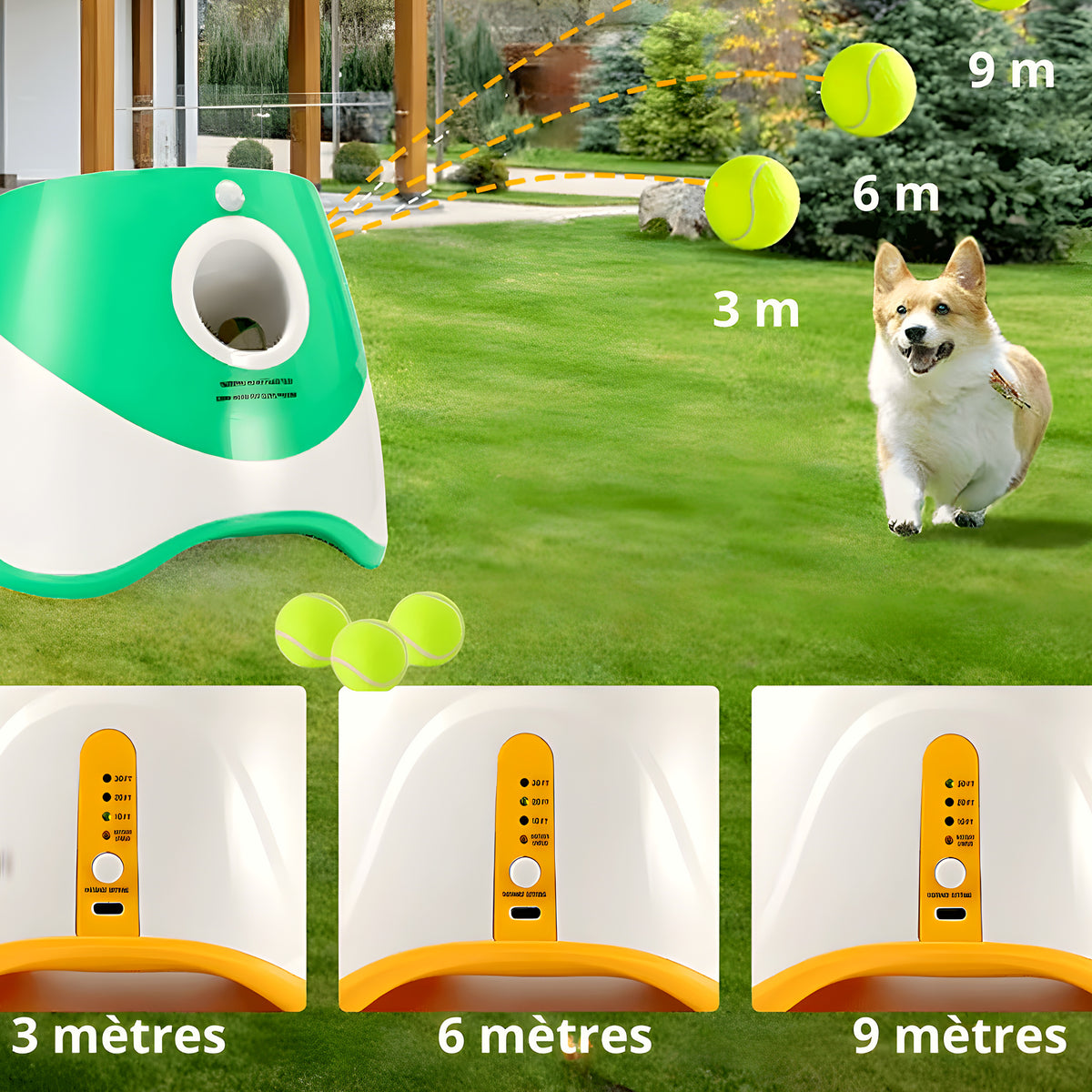Lance-balles automatique rechargeable intérieur/extérieur