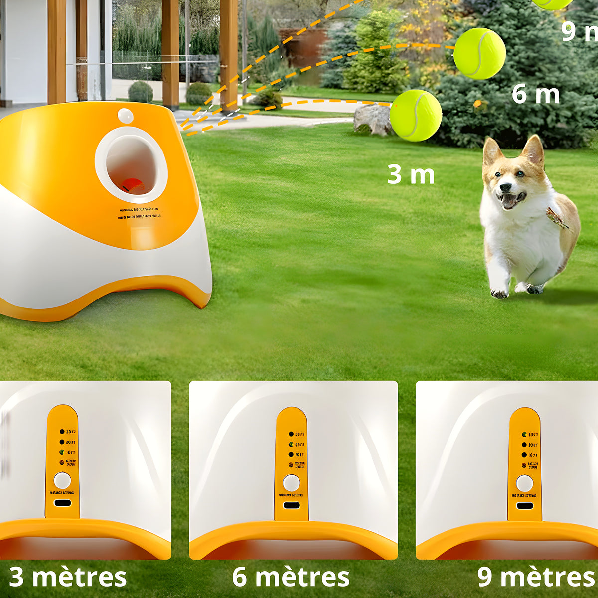 Lanceur de balles automatique orange pour petit chien