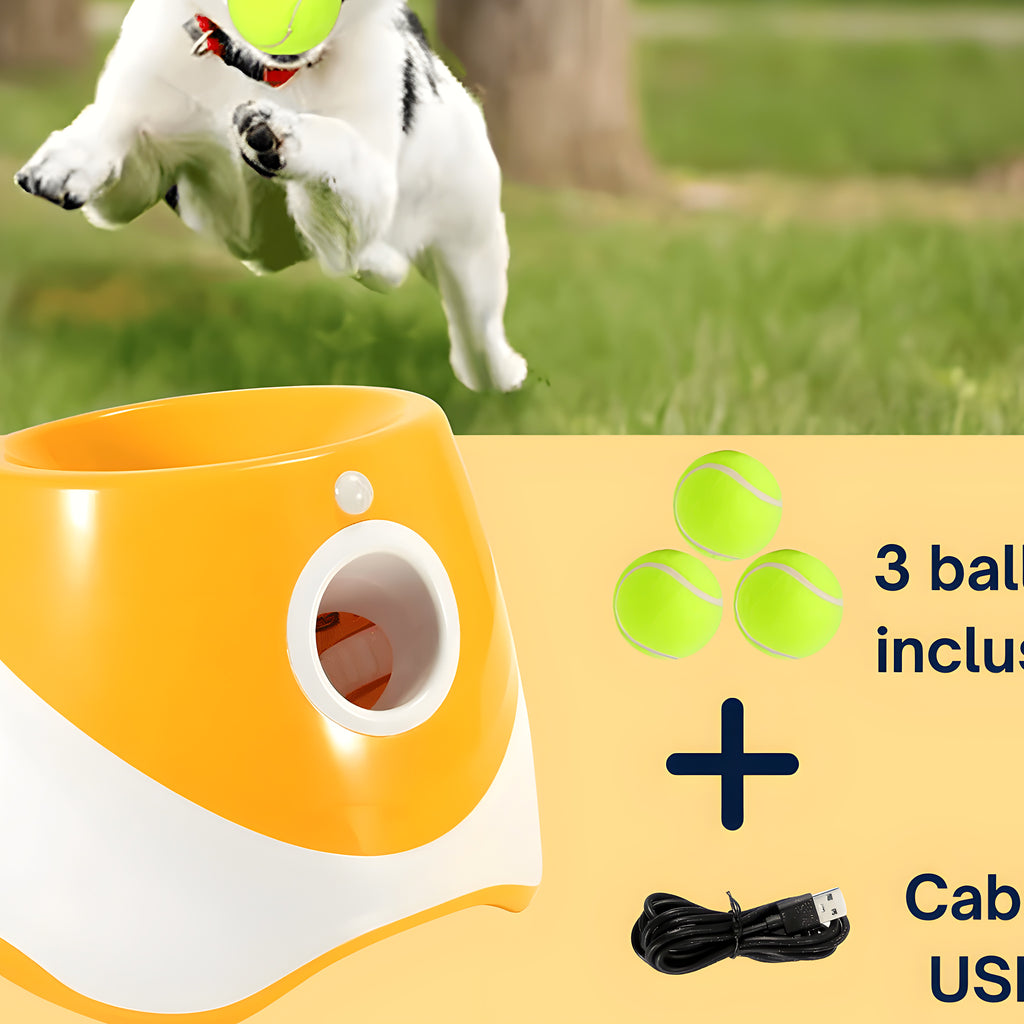 Lanceur de balles automatique orange pour petit chien