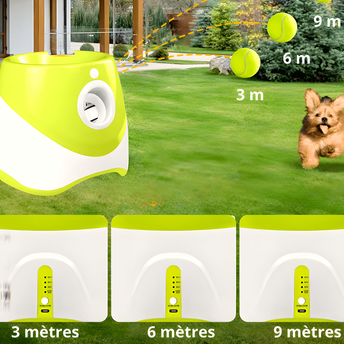 Lanceur de balles automatique vert pour chiot et petit chien
