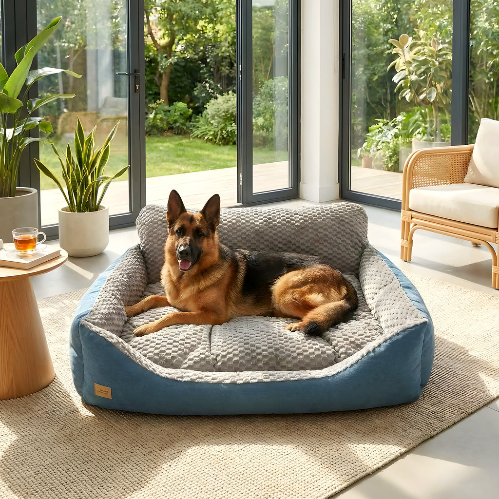 Lit canapé cyan déhoussable pour chien, 4 tailles