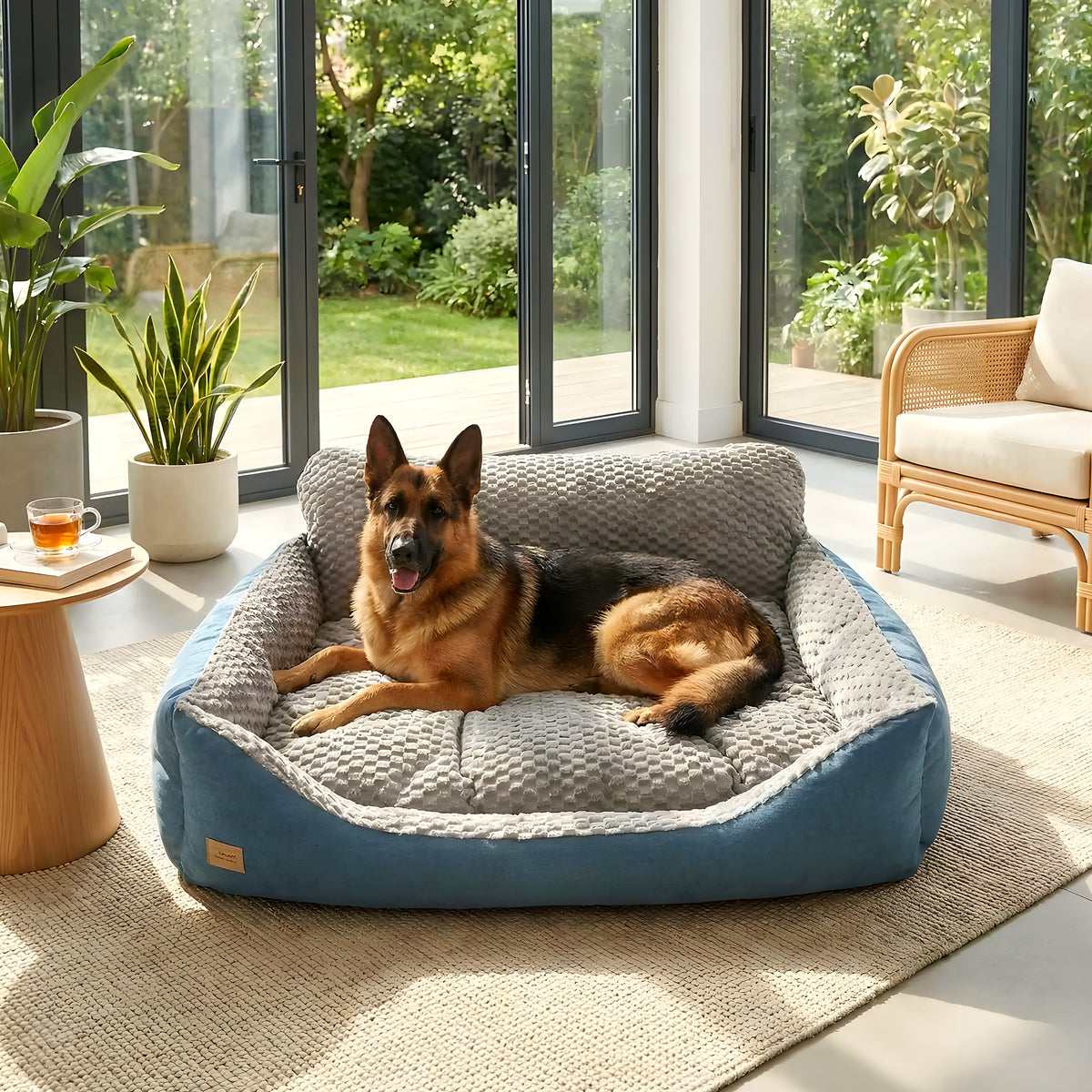 Lit canapé cyan déhoussable pour chien, 4 tailles