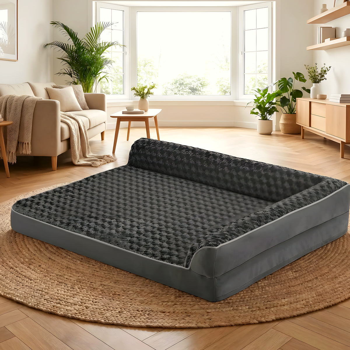 Lit-canapé orthopédique pelucheux pour chien, 3 tailles