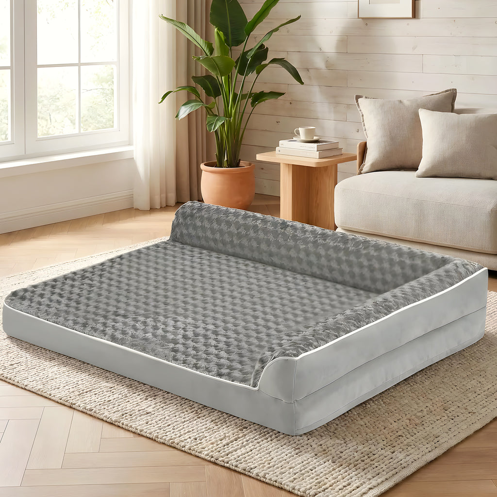 Lit-canapé orthopédique pelucheux pour chien, 3 tailles