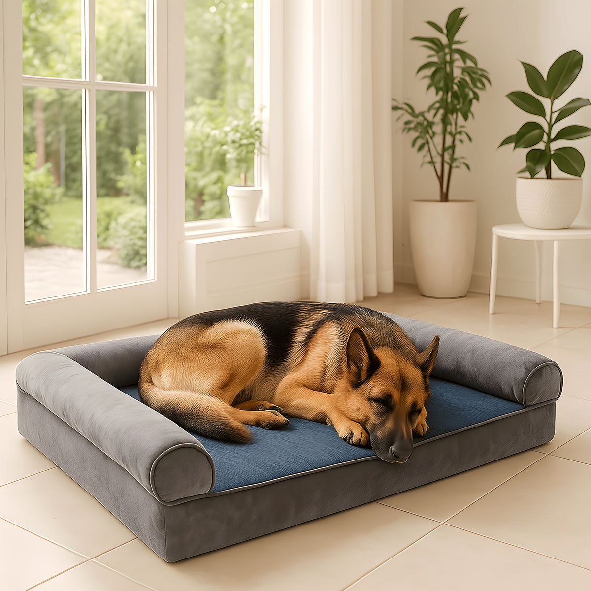 Lit canapé orthopédique XXL avec couverture chaude amovible