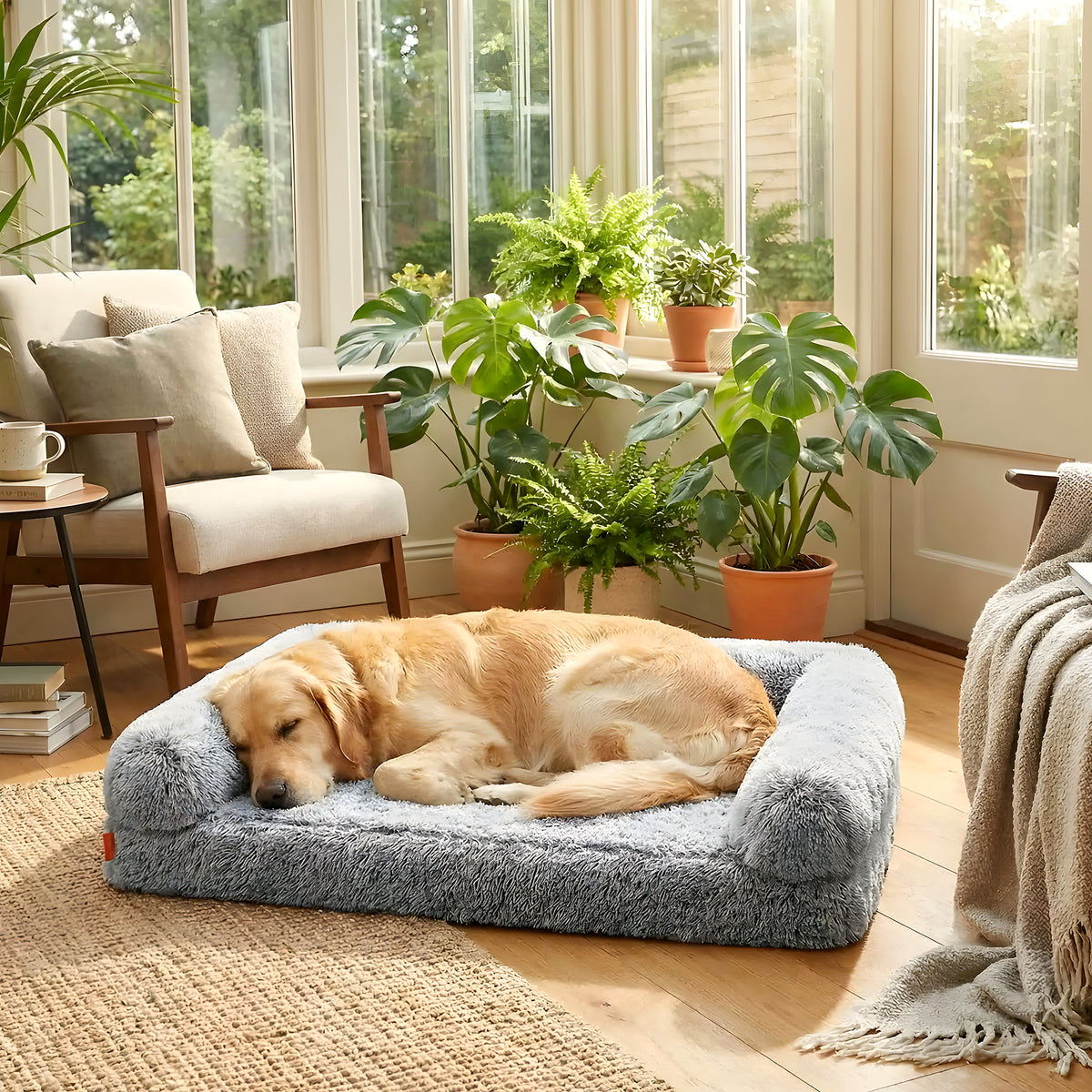 Lit canapé orthopédique XXL avec traversins pour chien