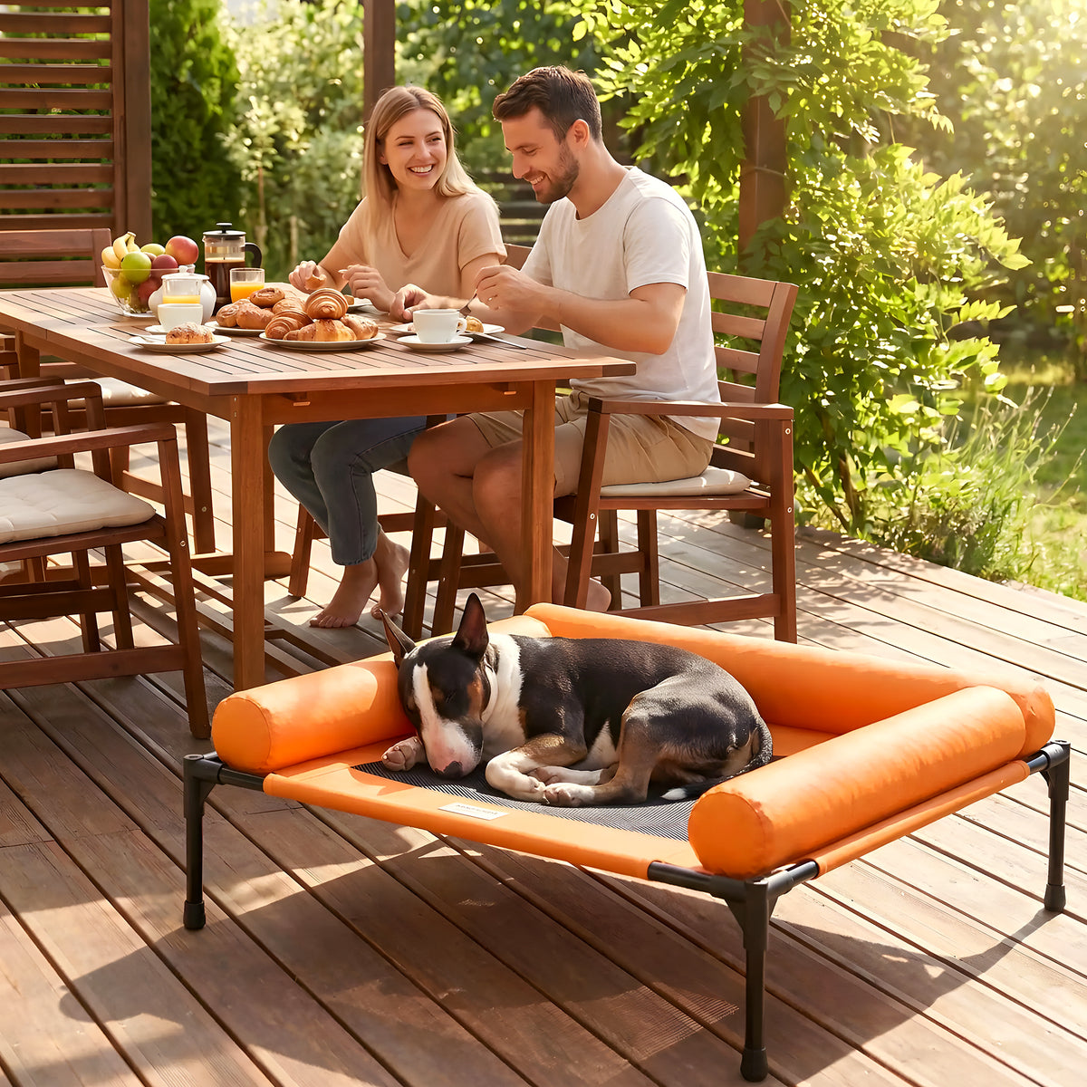 Lit de camp avec traversin en L pour chien, 3 coloris