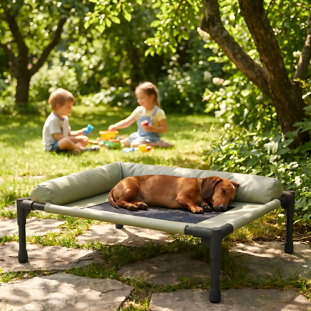 Lit de camp avec traversin en L pour chien, 3 coloris