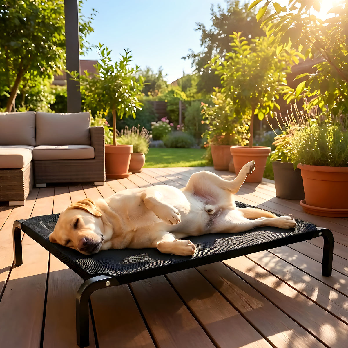 Lit de camp Carbone en maille Teslin, 4 saisons