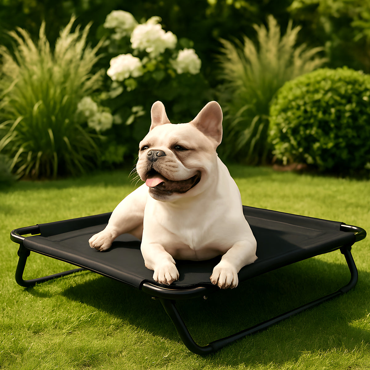 Lit de camp pliable noir ou gris pour chien jusqu'à 20 kg