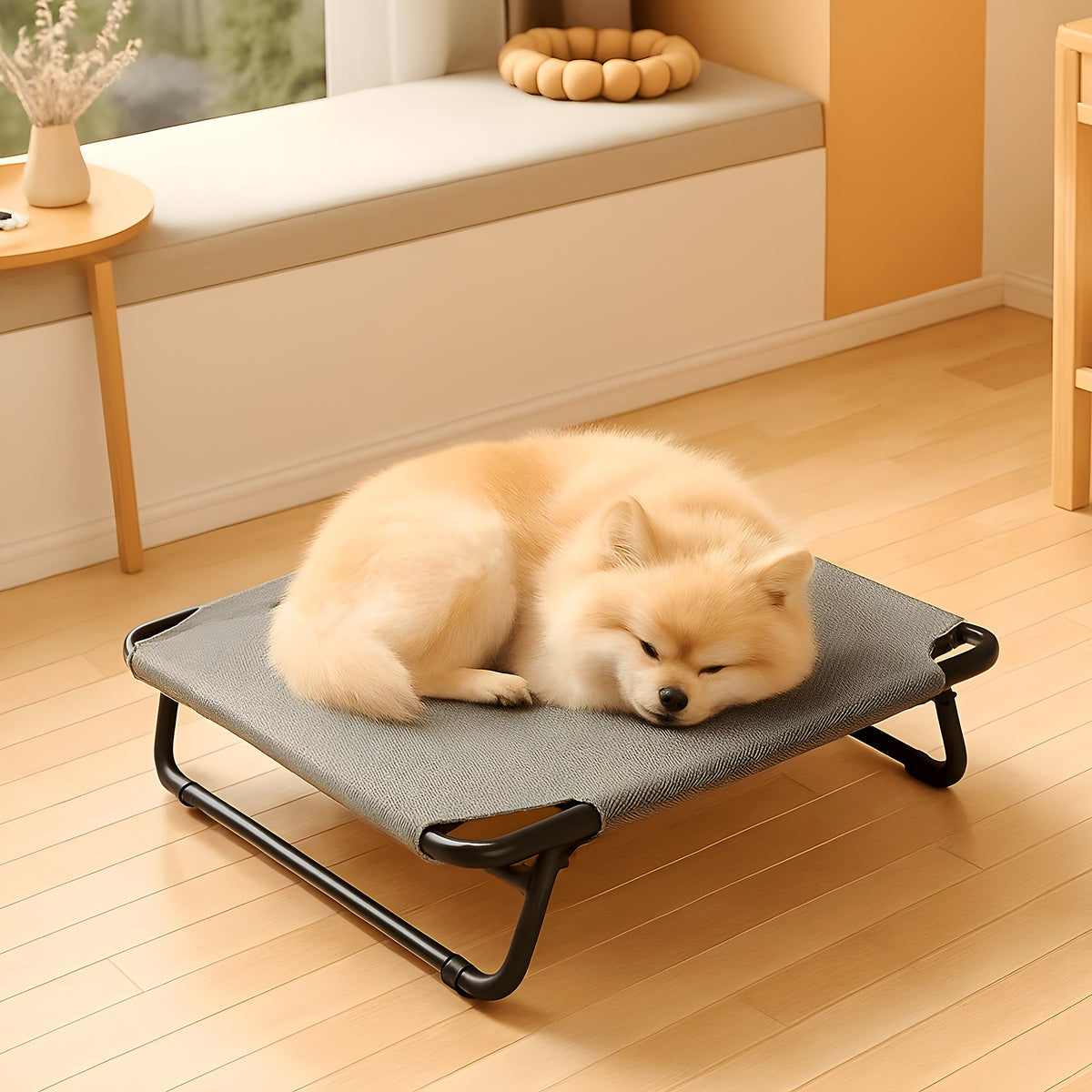 Lit de camp pliable noir ou gris pour chien jusqu'à 20 kg