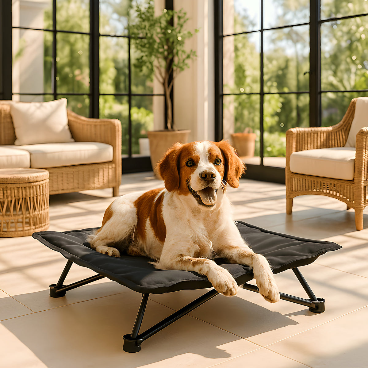 Lit de camping pliable 70 x 70 cm avec sac pour chien