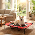 Lit de camping XXL rouge pour chien jusqu'à 40 kg