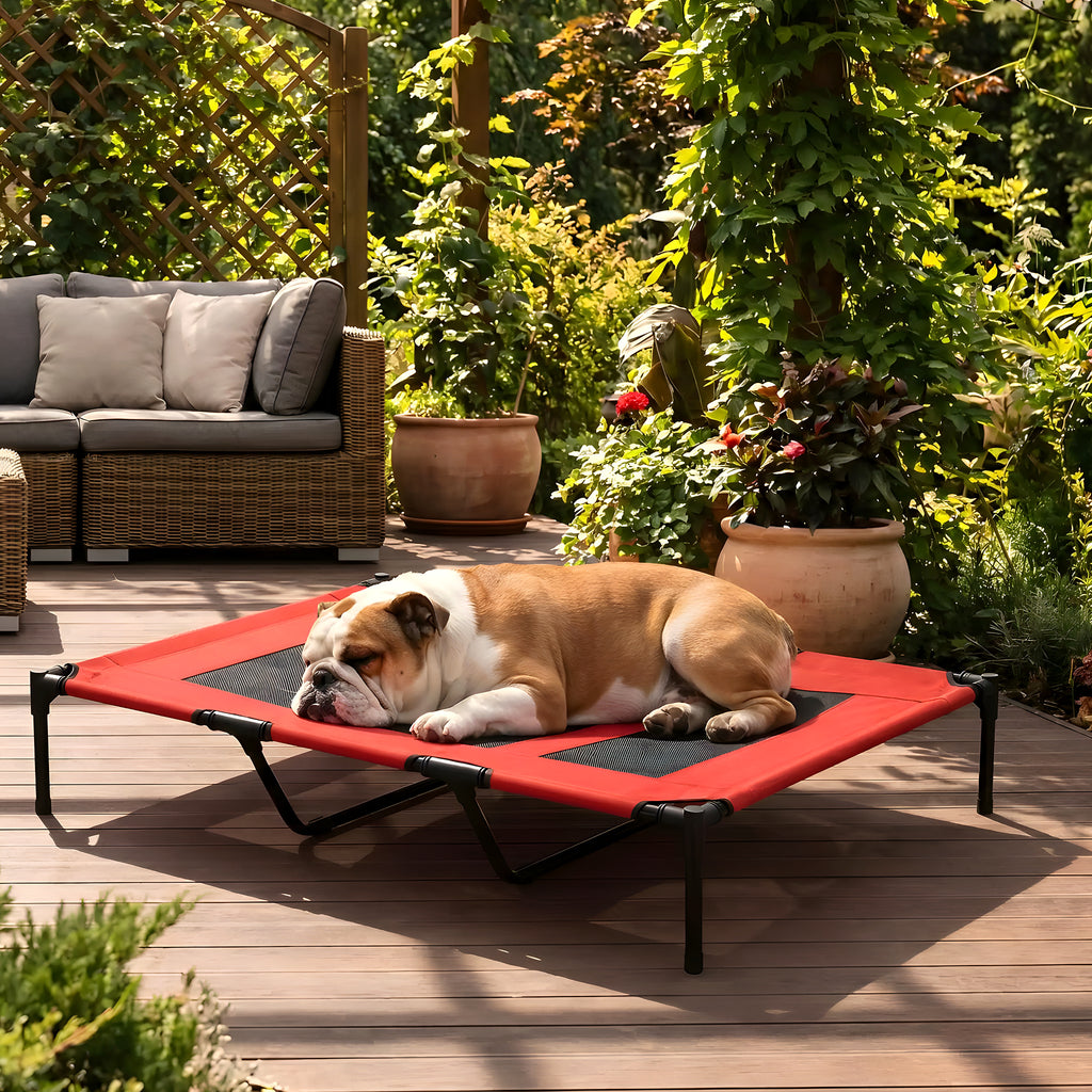 Lit de camping XXL rouge pour chien jusqu'à 40 kg