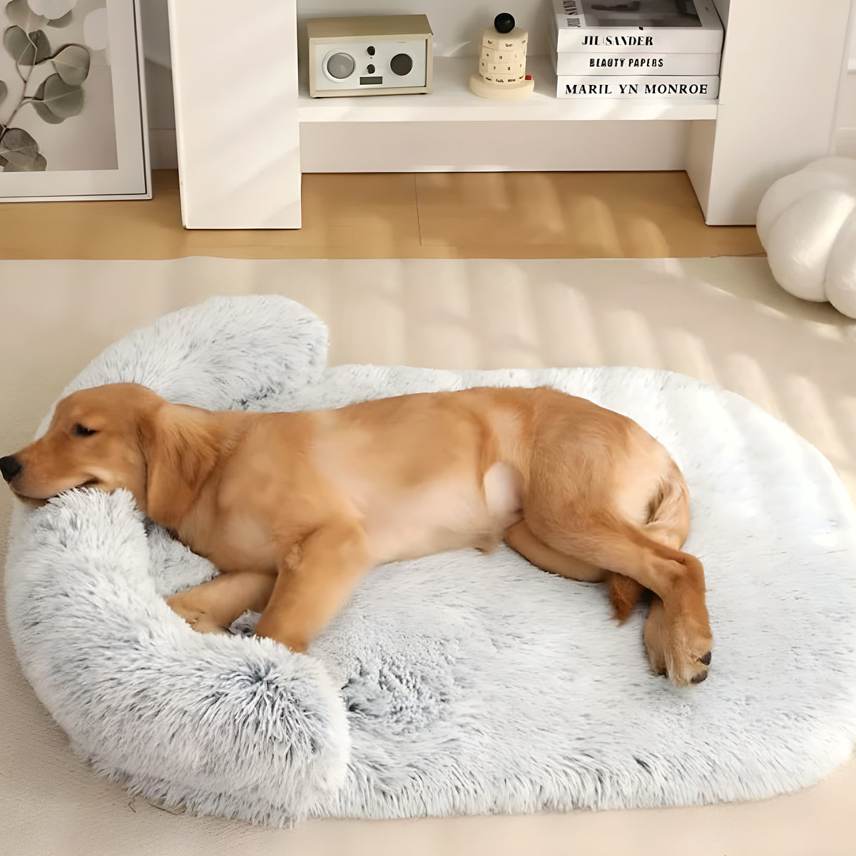 Lit en fausse fourrure pour chien, S à XXL