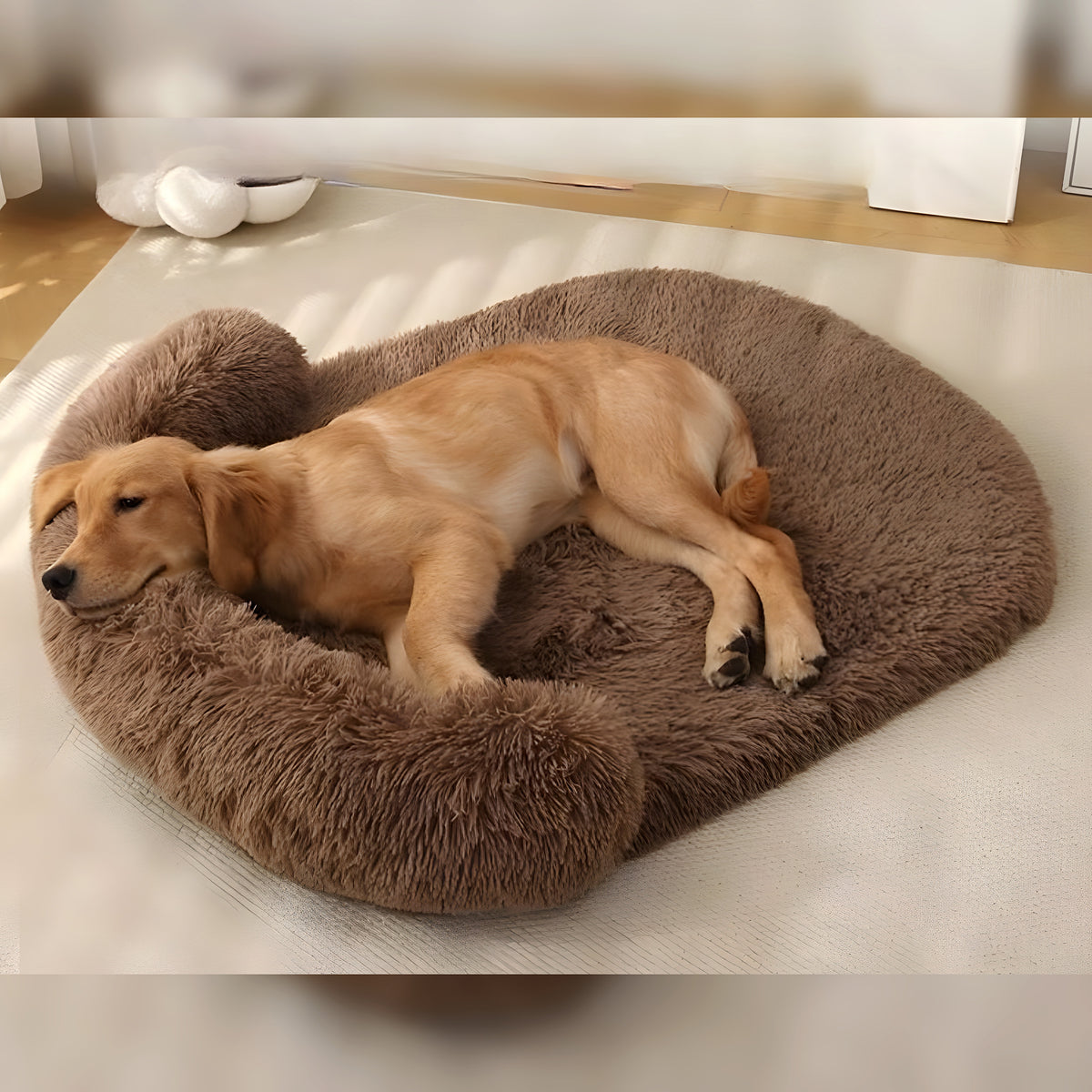 Lit en fausse fourrure pour chien, S à XXL