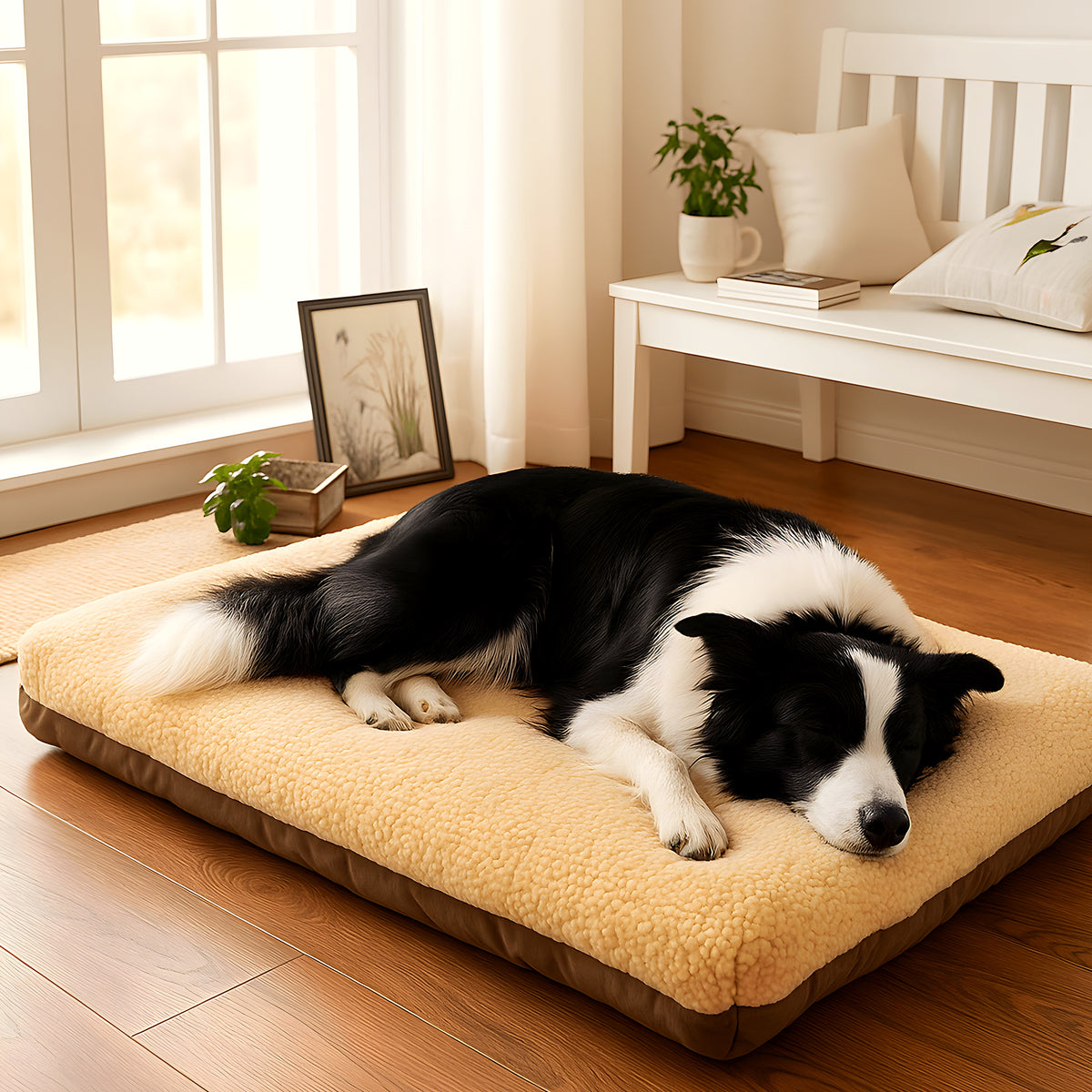 Lit en velours de maïs épais 10 cm pour chien