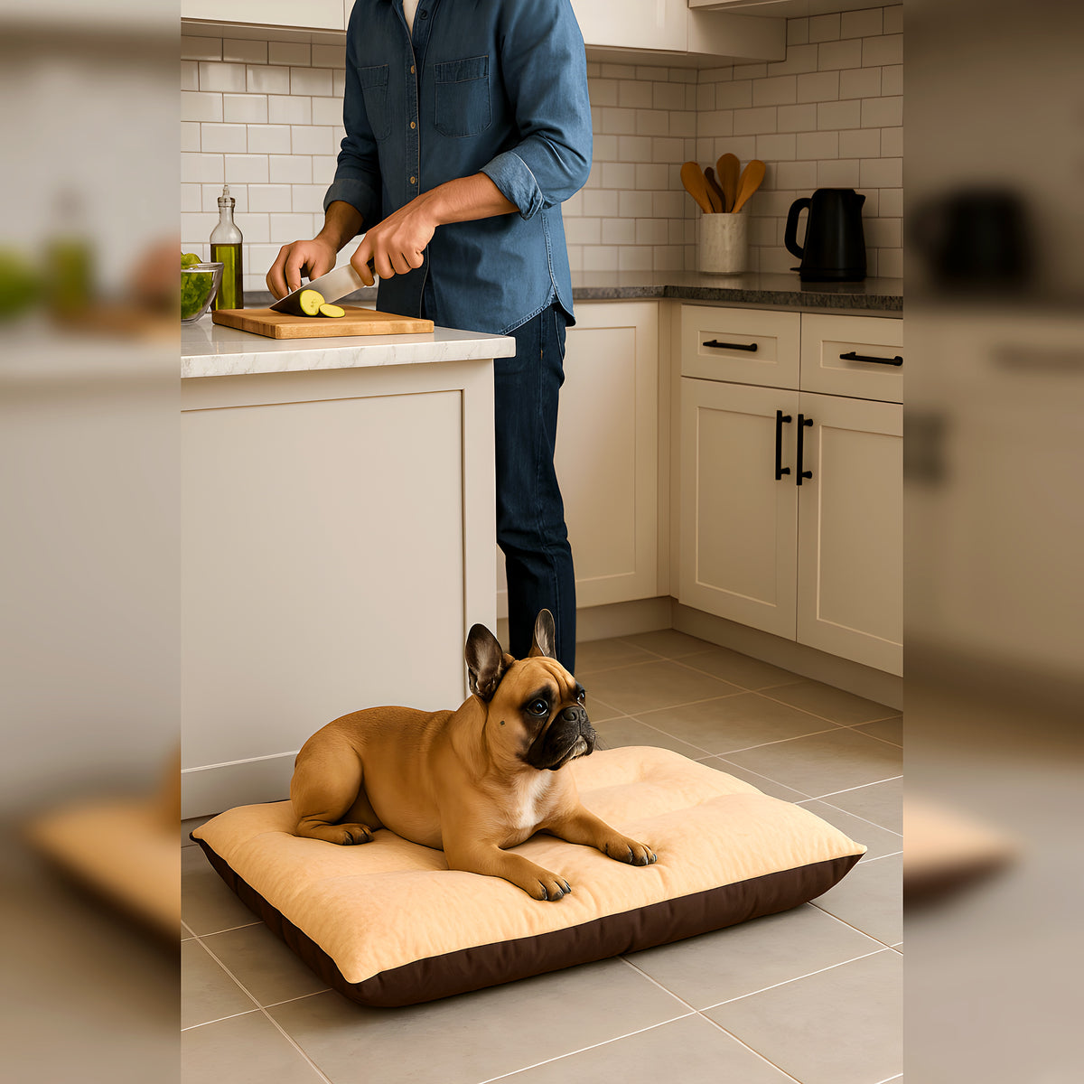 Lit en velours de maïs épais 10 cm pour chien