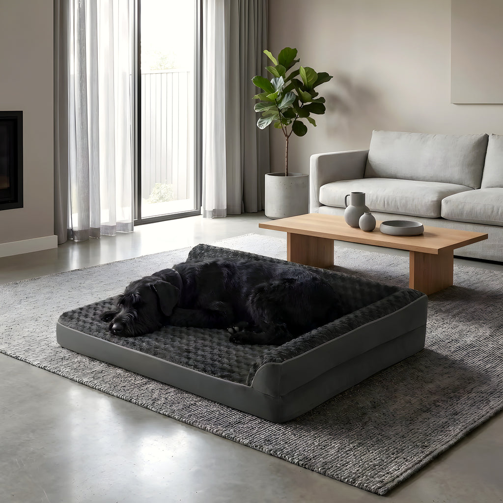 Lit orthopédique gris foncé pour grand chien, 3 tailles