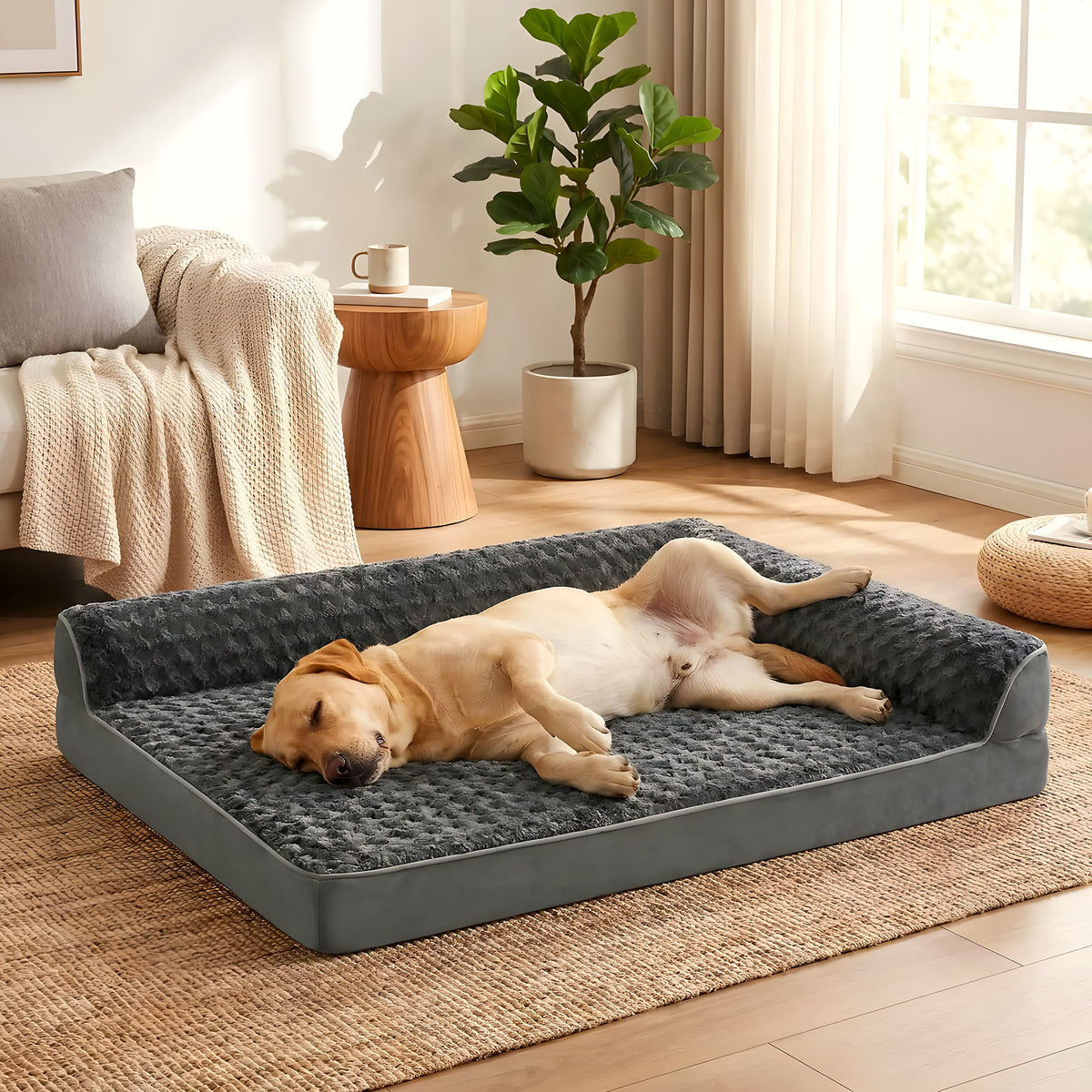 Lit orthopédique gris foncé pour grand chien, 3 tailles