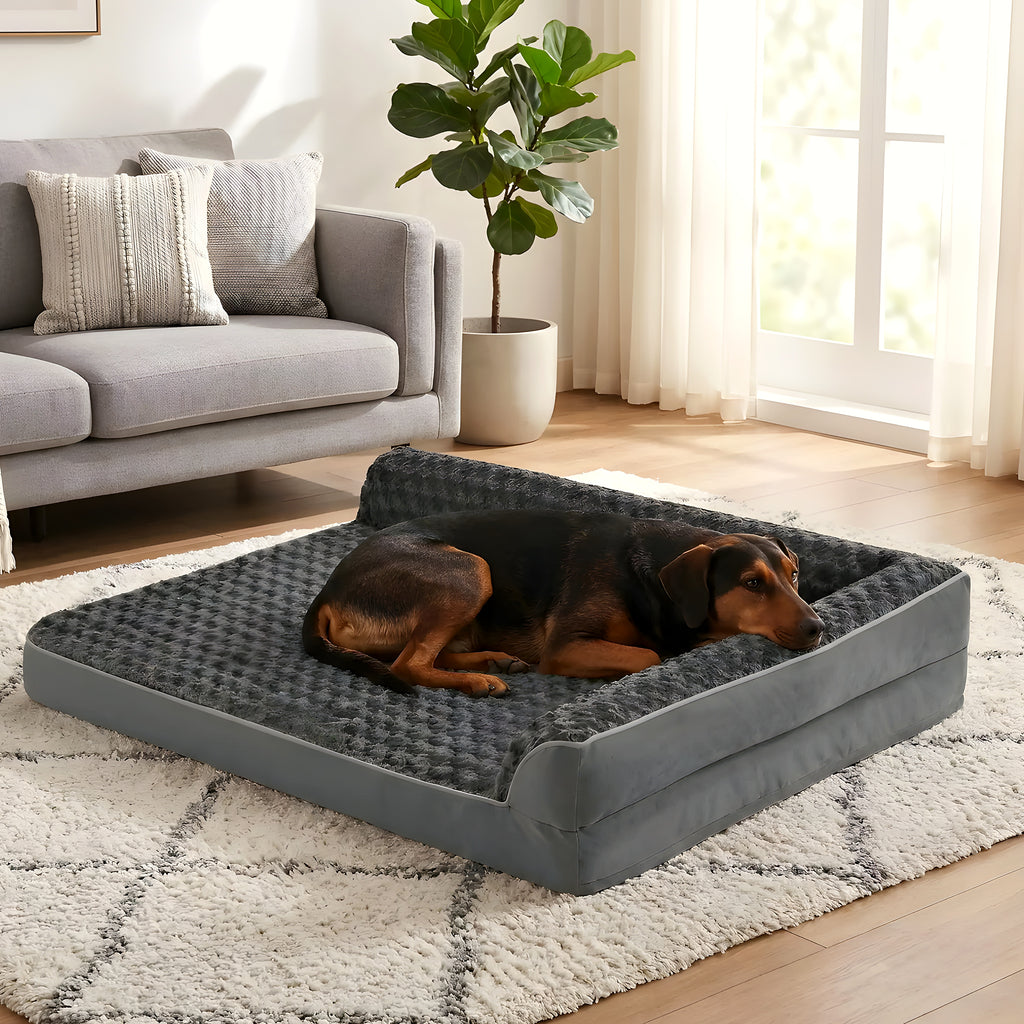 Lit orthopédique gris foncé pour grand chien, 3 tailles