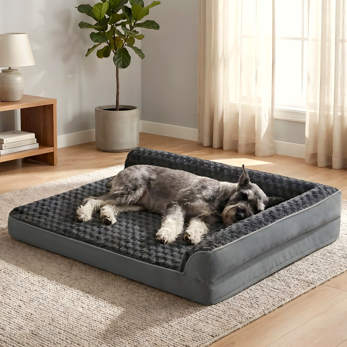 Lit orthopédique gris foncé pour grand chien, 3 tailles