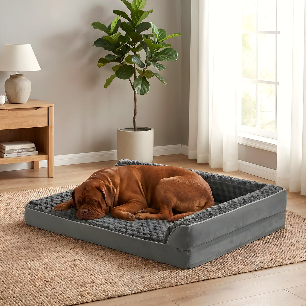 Lit orthopédique gris foncé pour grand chien, 3 tailles