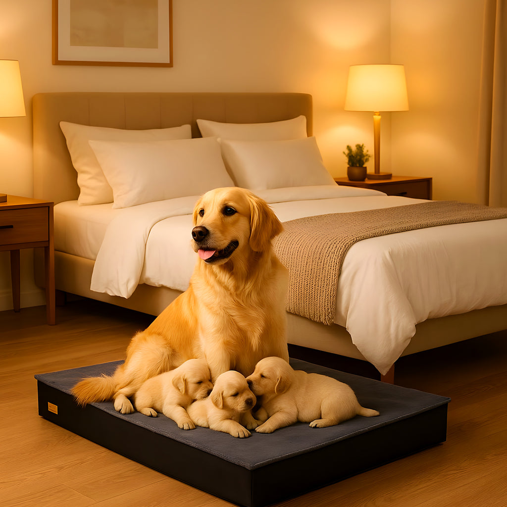 Lit orthopédique imperméable avec couverture en peluche