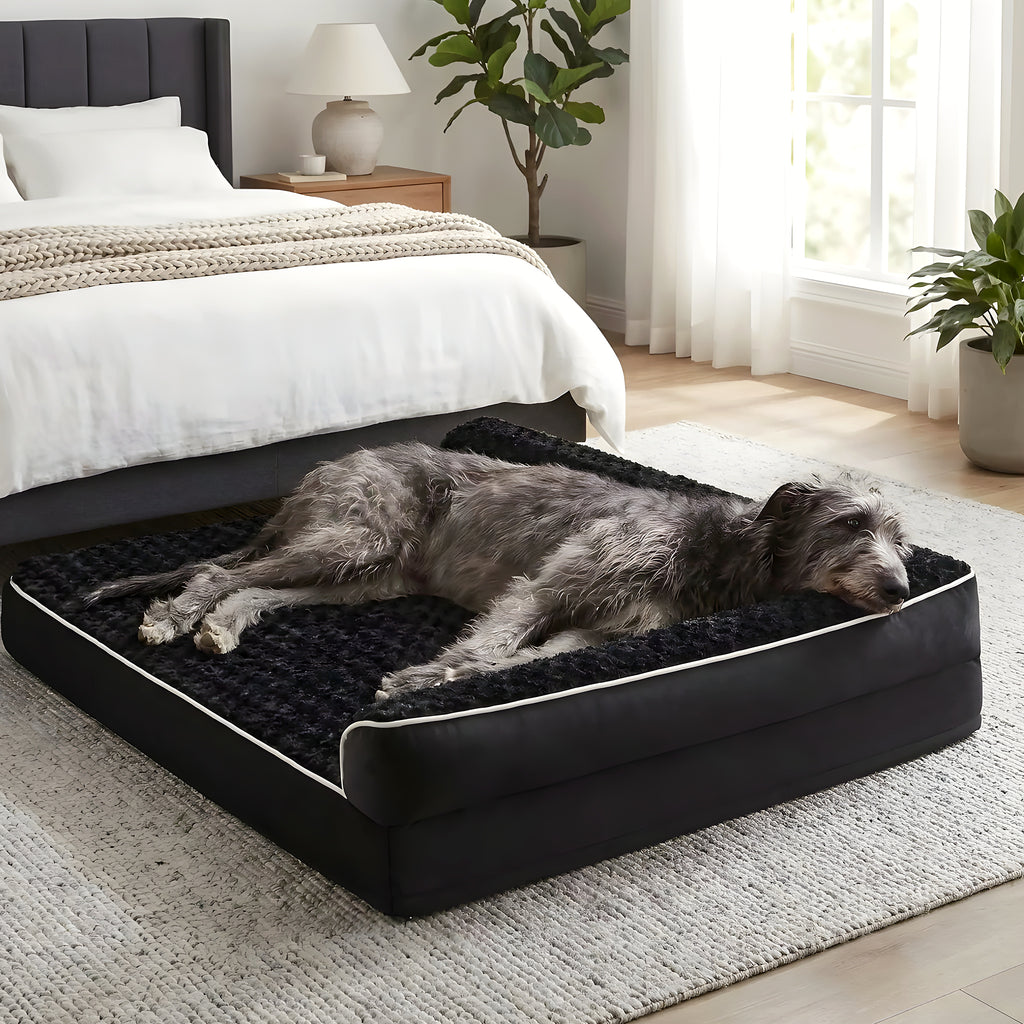 Lit orthopédique noir pour grand chien, XL ou XXL