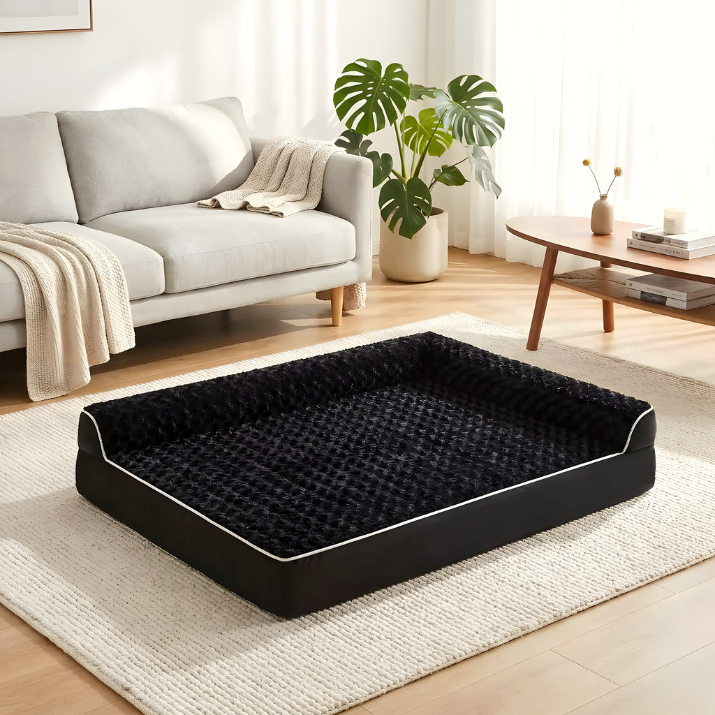 Lit orthopédique noir pour grand chien, XL ou XXL