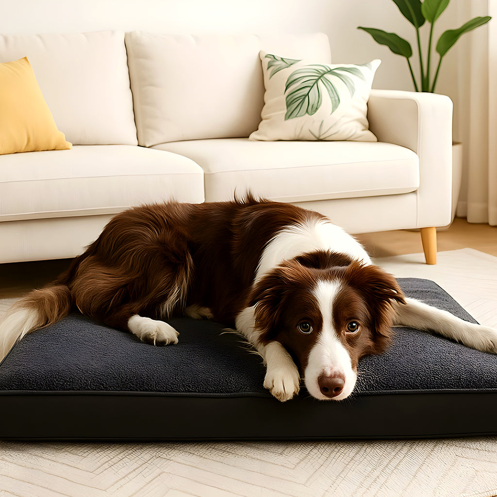 Lit orthopédique réversible peluche et Oxford pour chien