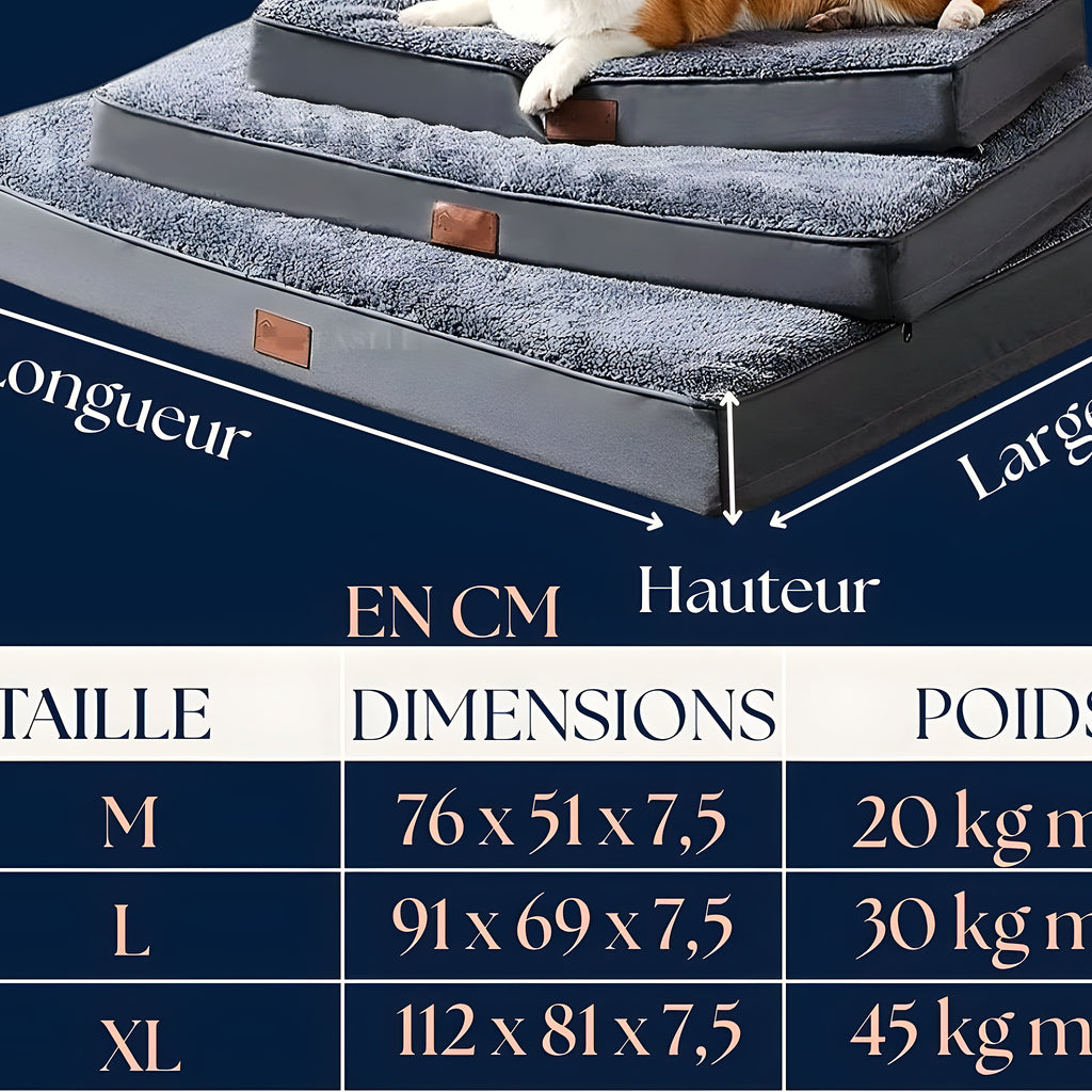 Lit orthopédique réversible peluche et Oxford pour chien