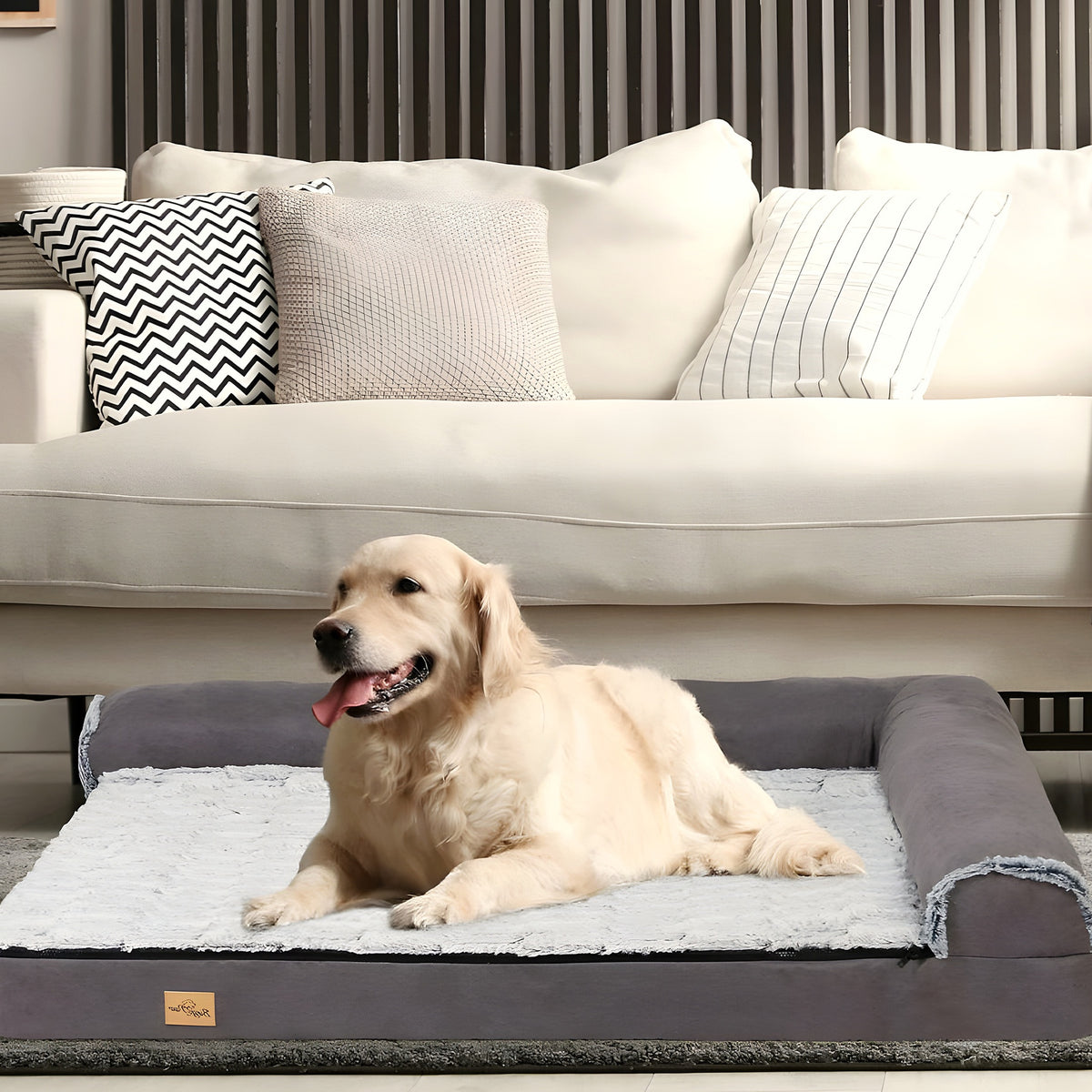Lit orthopédique XXL en L pour grand chien