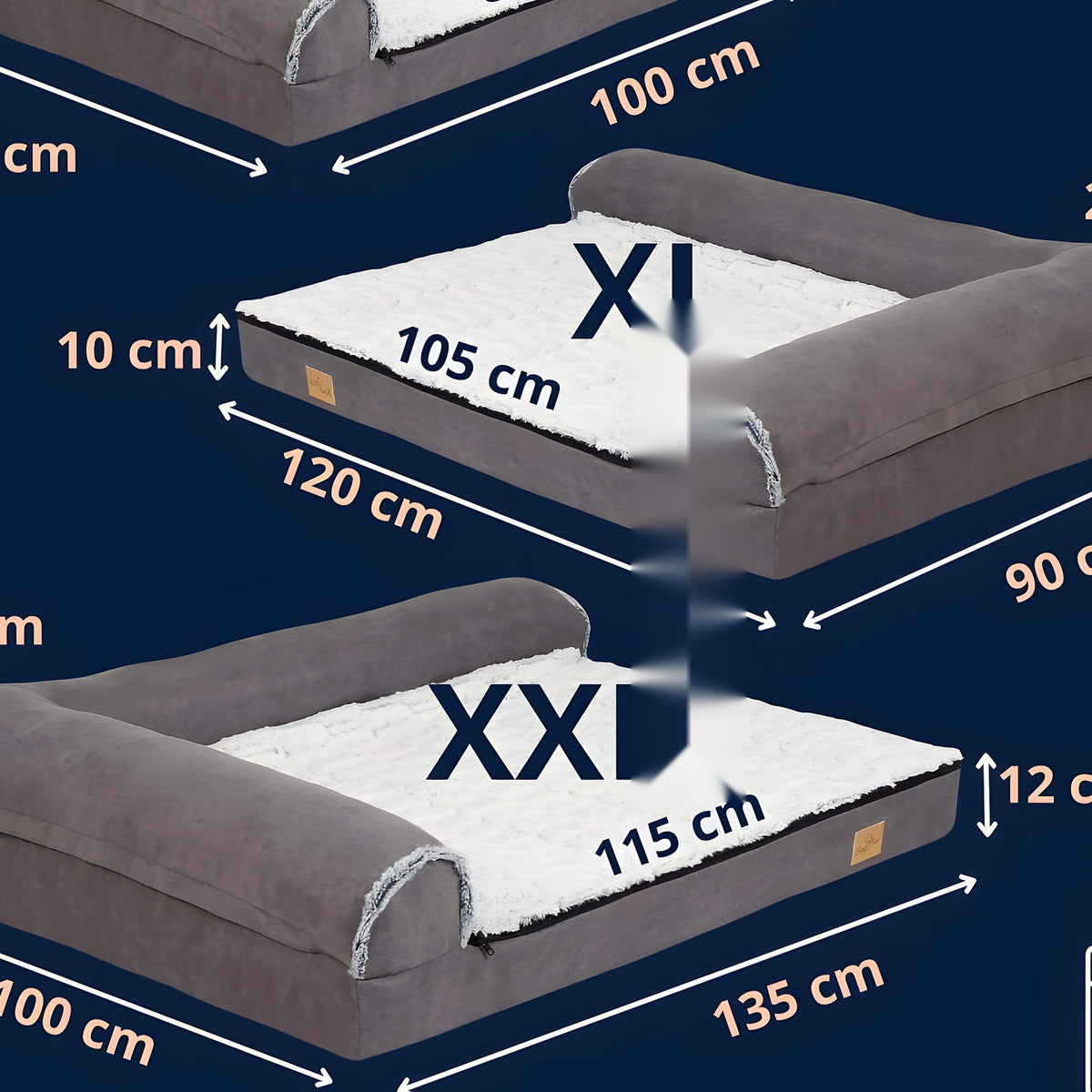 Lit orthopédique XXL en L pour grand chien