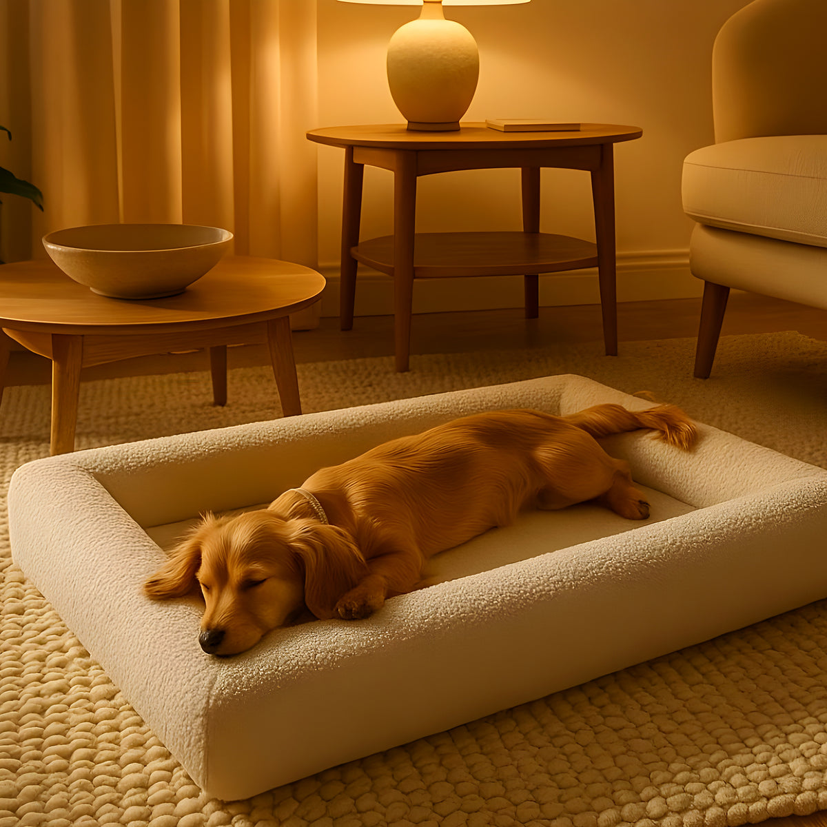 Lit orthopédique XXL en tissu bouclé 690 g/m² pour chien