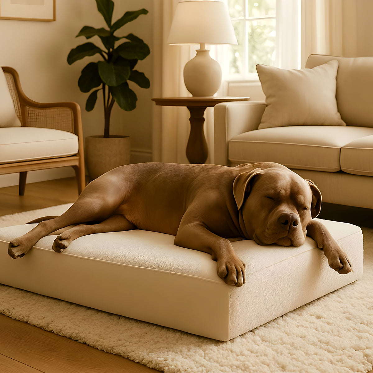 Lit orthopédique XXL en tissu bouclé 690 g/m² pour chien