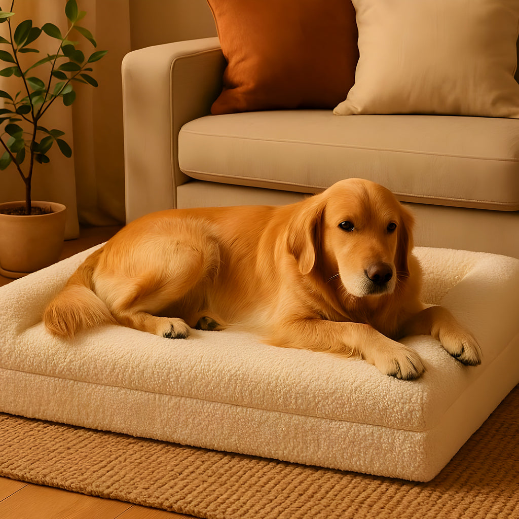 Lit orthopédique XXL en tissu bouclé 690 g/m² pour chien