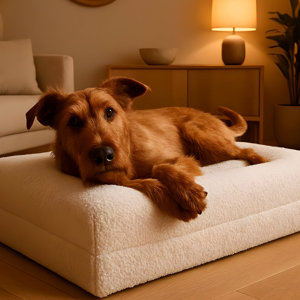 Lit orthopédique XXL en tissu bouclé 690 g/m² pour chien