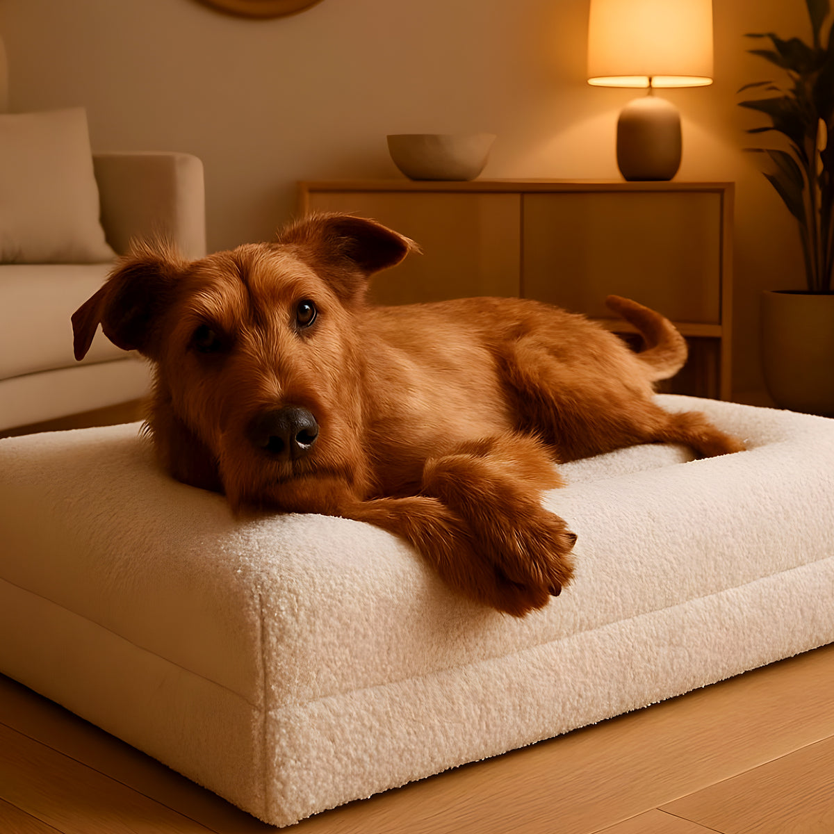 Lit orthopédique XXL en tissu bouclé 690 g/m² pour chien