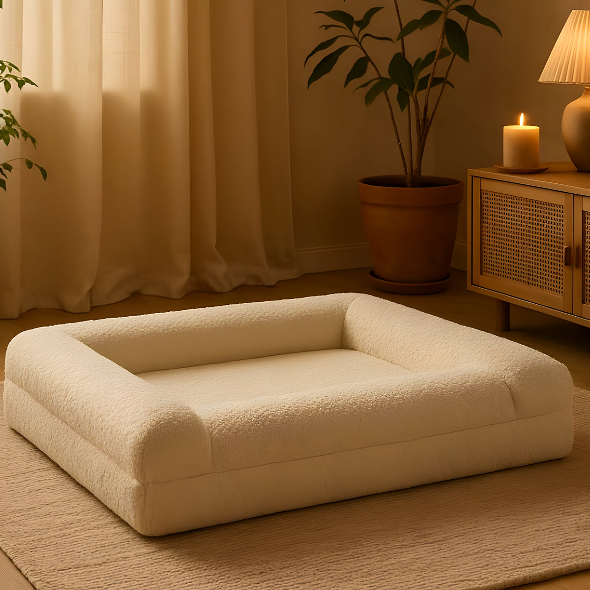 Lit orthopédique XXL en tissu bouclé 690 g/m² pour chien