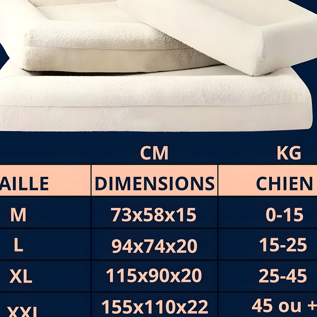 Lit orthopédique XXL en tissu bouclé 690 g/m² pour chien